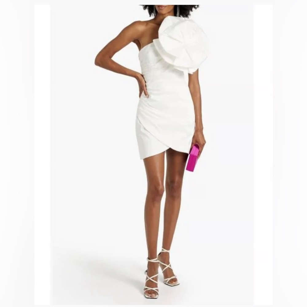 Rachel Gilbert White One Shoulder Flower Mini Dress - Never Worn! Size 2